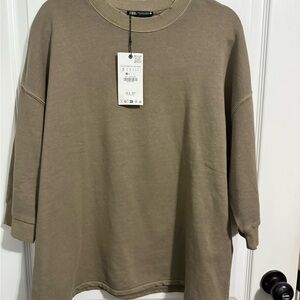 Zara Khaki Casual Sweatshirt